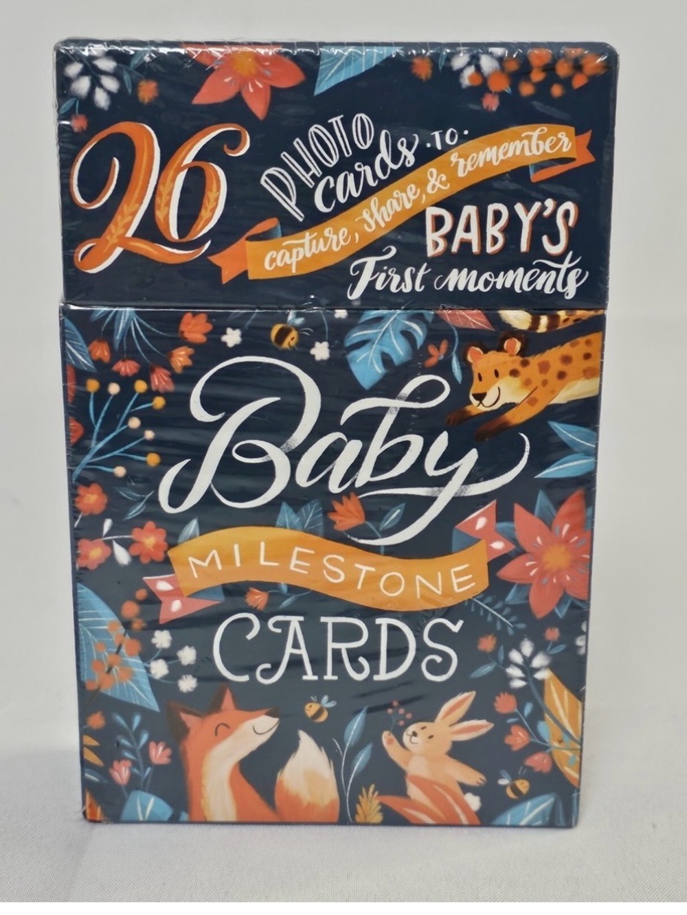 Baby Milestone Cards - Navy and Orange Baby's First Moments